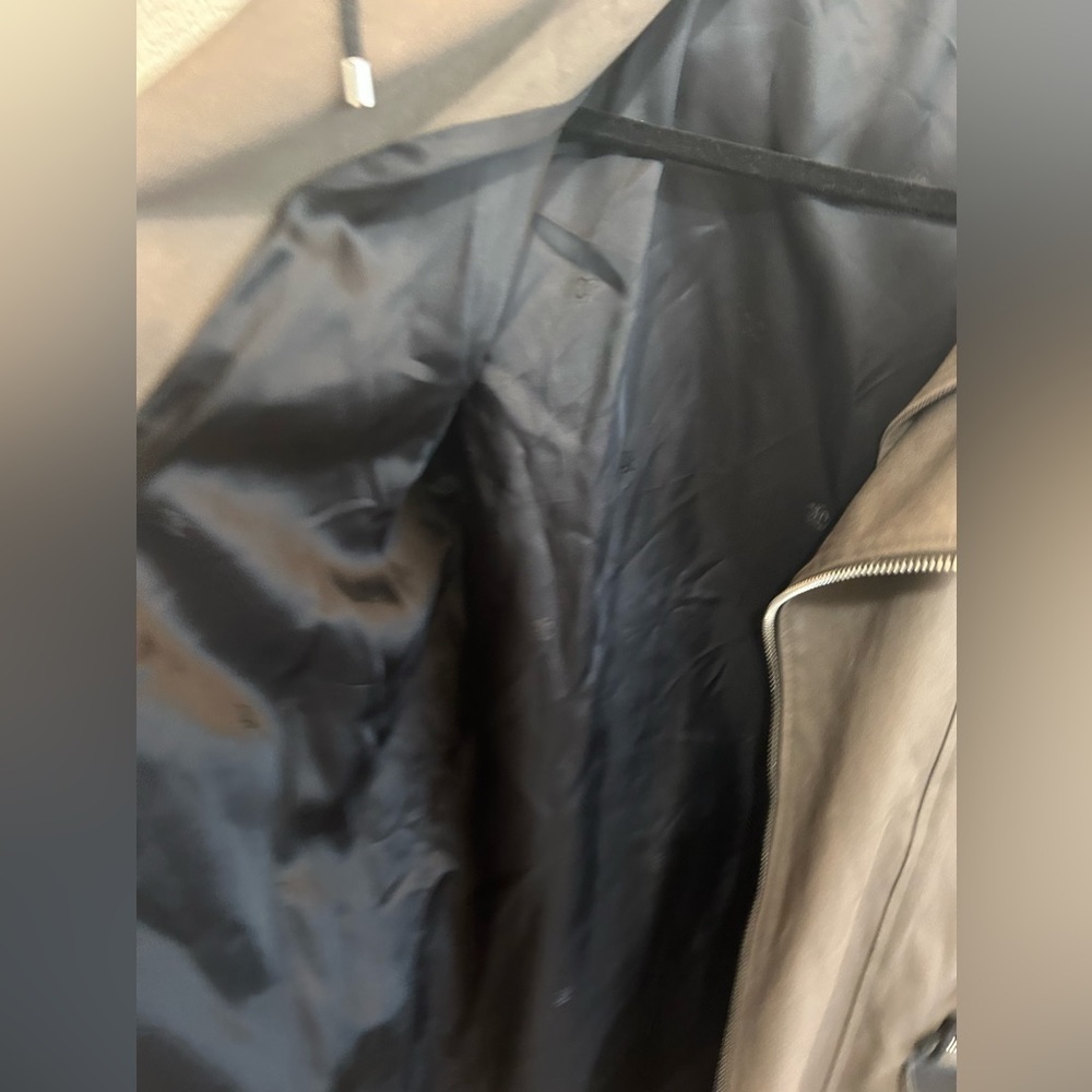 The Kooples Brown Gray Cotton Twill Leather Trim Mens Fishtail Parka Jacket - Picture 9 of 16
